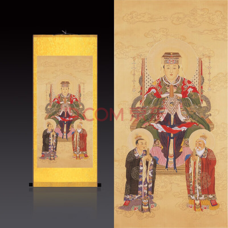 南极长生大帝 太乙救苦天尊 三官大帝画像道教神像挂画丝绸画卷轴鼻烟