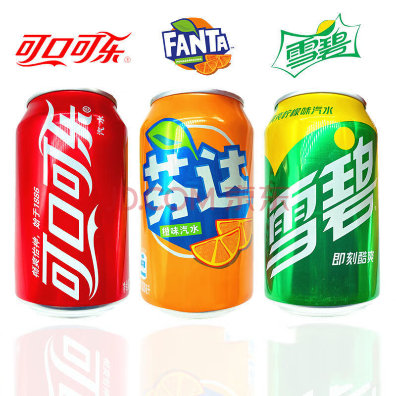 可口可乐雪碧芬达碳酸饮料汽水罐装330ml易拉罐团购批发 3种口味各2罐