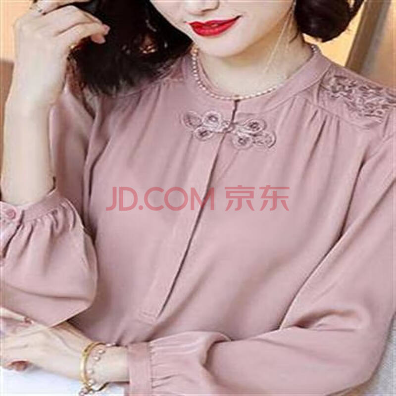 纯色真丝衬衫女2020秋装新款复古刺绣旗袍上衣宽松长袖桑蚕丝衬衣 s