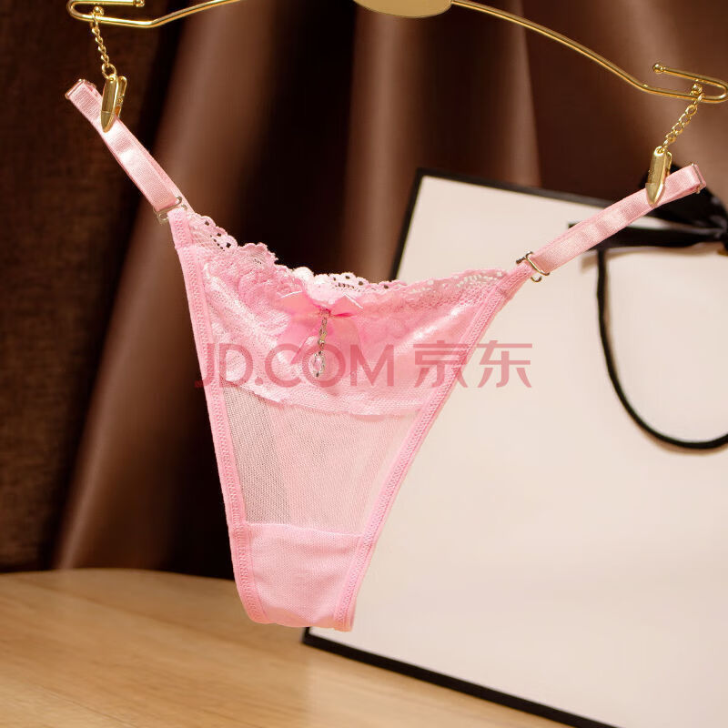 用品欧美性感内裤女蕾丝透明镂空细带可调节大码胖mm隐形无痕t裤女w