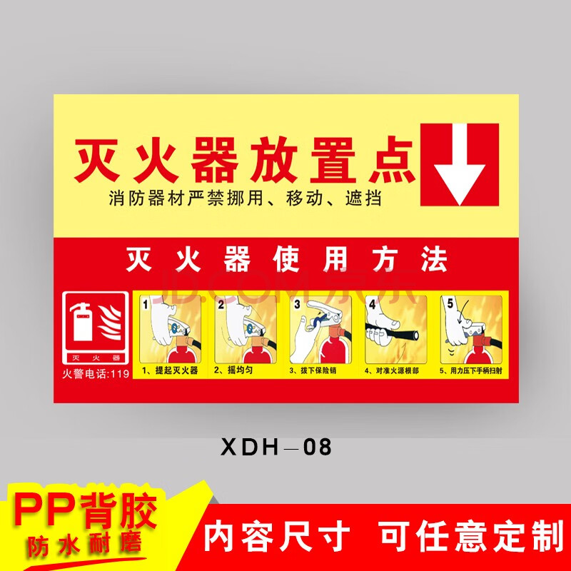 消火栓灭火器放置点使用方法警示提示牌安全生产禁止吸烟标示贴纸 xdh