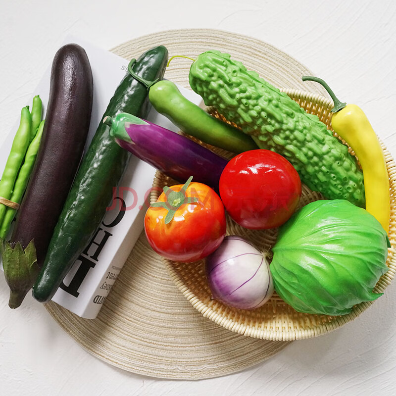 仿真蔬菜水果带果篮套装 lmdec假茄子仿真西红柿洋葱黄瓜蓝莓枇杷等
