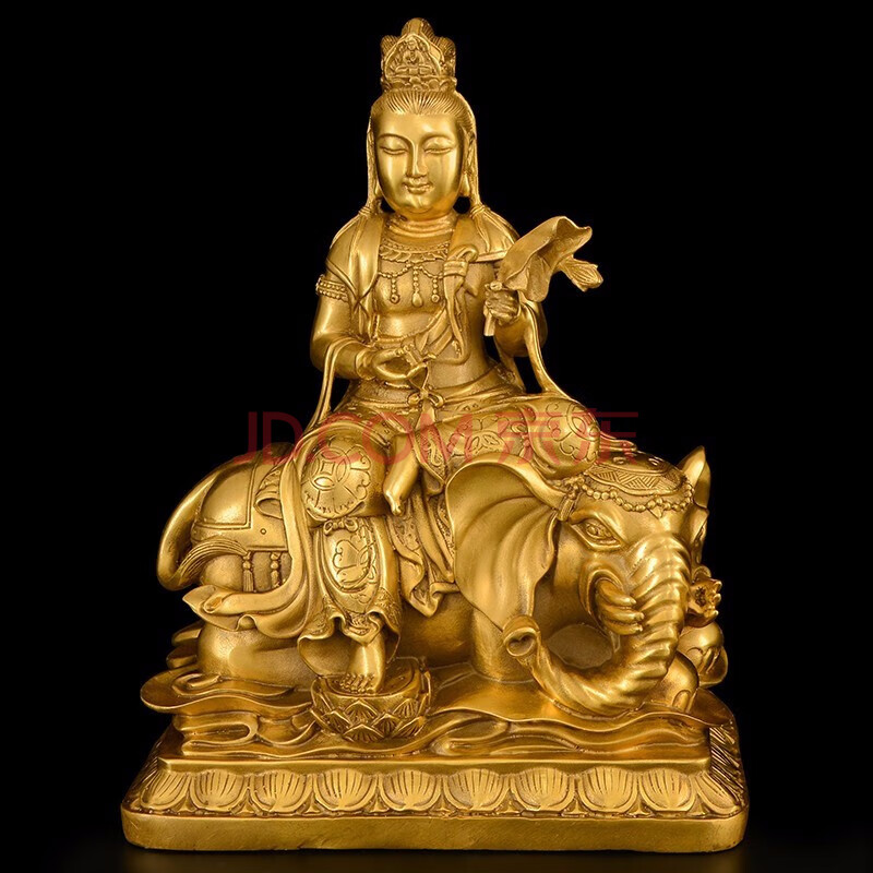 金祥源 纯铜文殊普萨佛像摆件普贤菩萨像本命佛铜像家用佛堂供奉大号