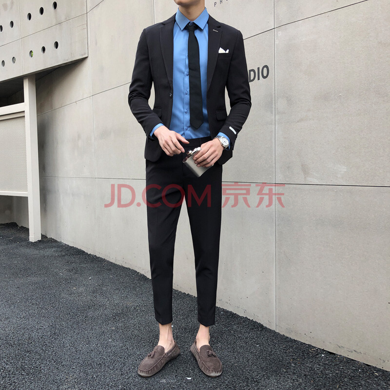 古蒂枫奇 休闲西服套装男韩版修身青年帅气男士小西装英伦风两件套
