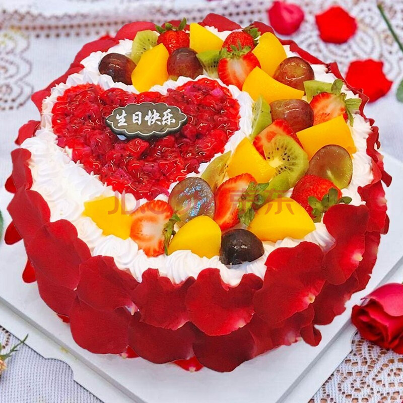 创意水果生日蛋糕当日送达奶油网红广州上海北京天津同城全国配送玫瑰