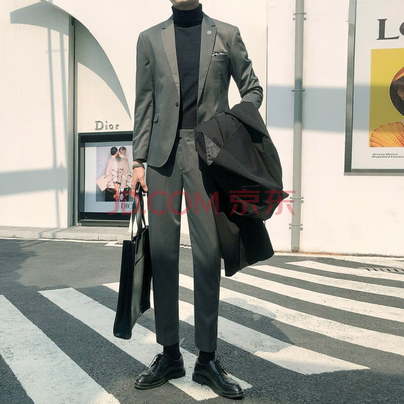 古蒂枫奇 春季帅气西服套装男修身韩版商务休闲英伦痞帅青年西装男