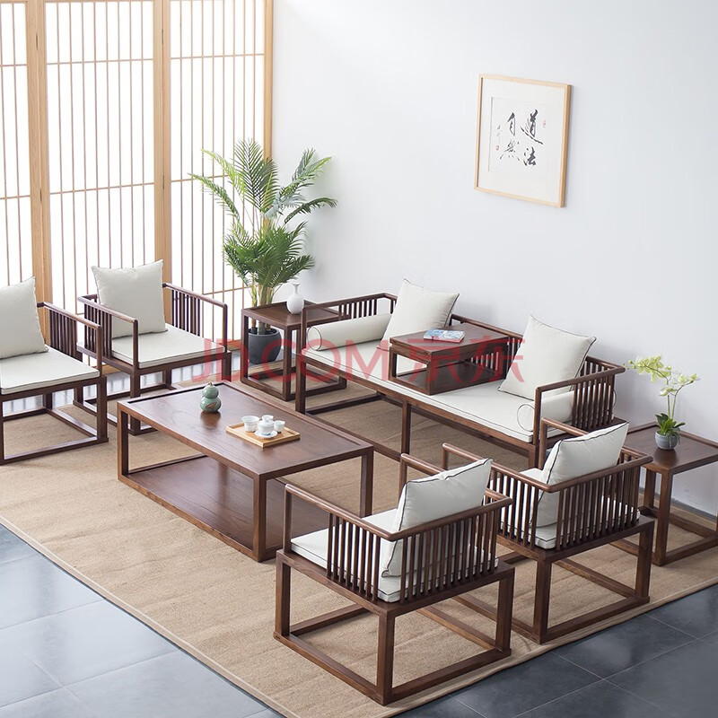 可匠 新中式禅意沙发茶几组合 实木客厅简约现代中国风罗汉床沙发茶室