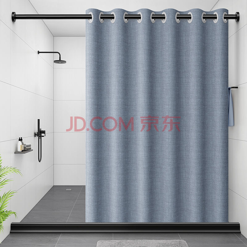 北欧磁吸浴帘防霉防水布带磁性淋浴卫生间加厚隔断帘套装日本浴室