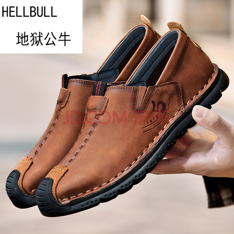 地狱公牛(hellbull)包头2021皮鞋男鞋手工牛皮鞋缝制皮鞋户外厚底大码