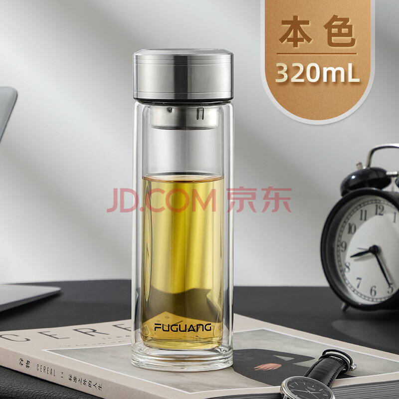 玻璃杯男女水杯子家用玻璃水杯简约便携玻璃茶杯水杯 本色 301-400ml