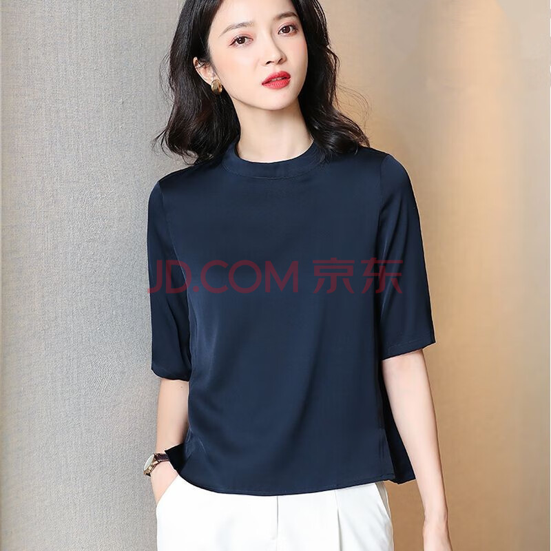 恒源祥【京选品质】重磅真丝衬衫女2021夏新款半袖小衫洋气质桑蚕丝绸