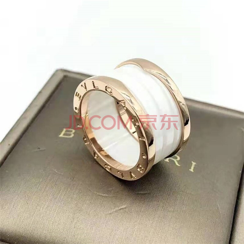 【二手95新】bvlgari 宝格丽 黑 白陶瓷戒指 三环 四环 18k玫瑰金