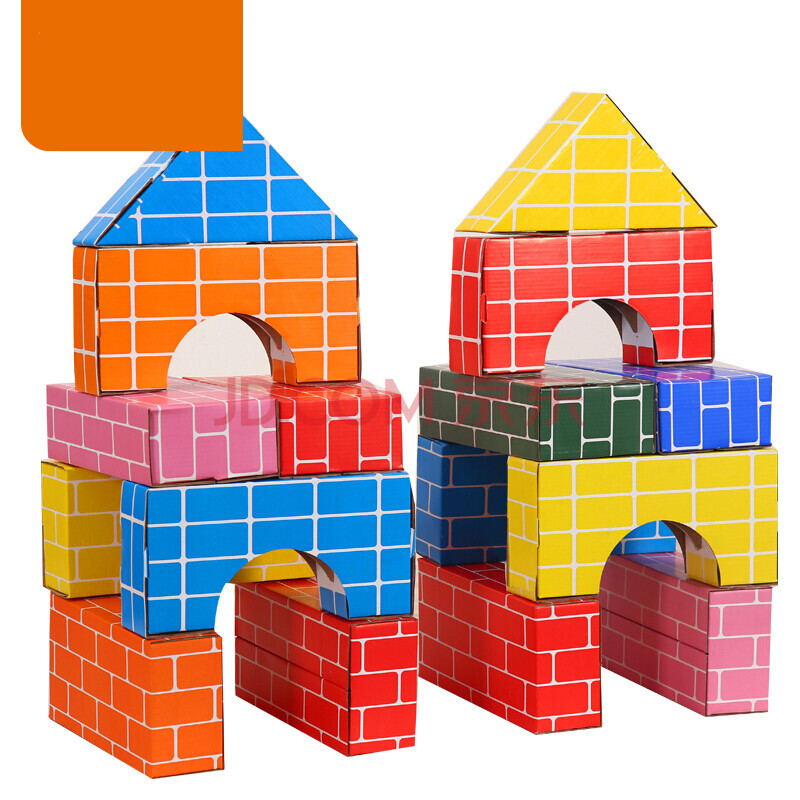 彩色仿真纸砖 幼儿园儿童拼搭纸砖头积木建构区角游戏环境布置 长方形