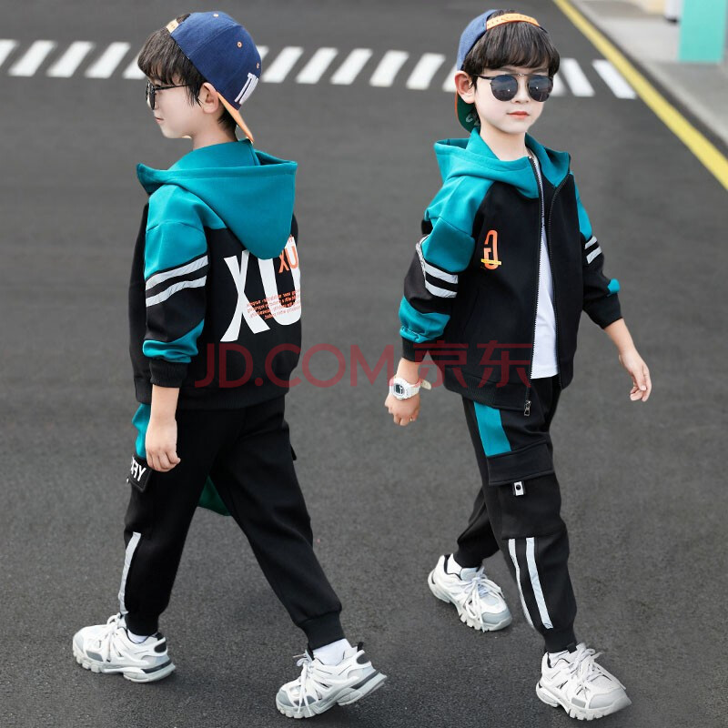中大童长袖开衫外套裤子休闲儿童套装男孩帅气运动两件套潮衣服3-15岁