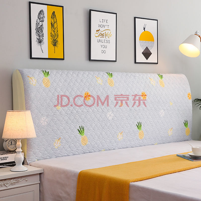 2021新款 创衿 欧式加厚木头床头罩夹棉软包床头套全包加厚加棉布艺