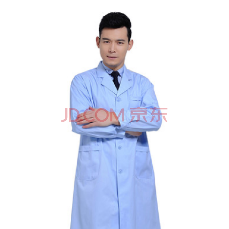 长袖短袖男女医生服实验服化工实验化学实验服医师服 男蓝色长袖纽扣