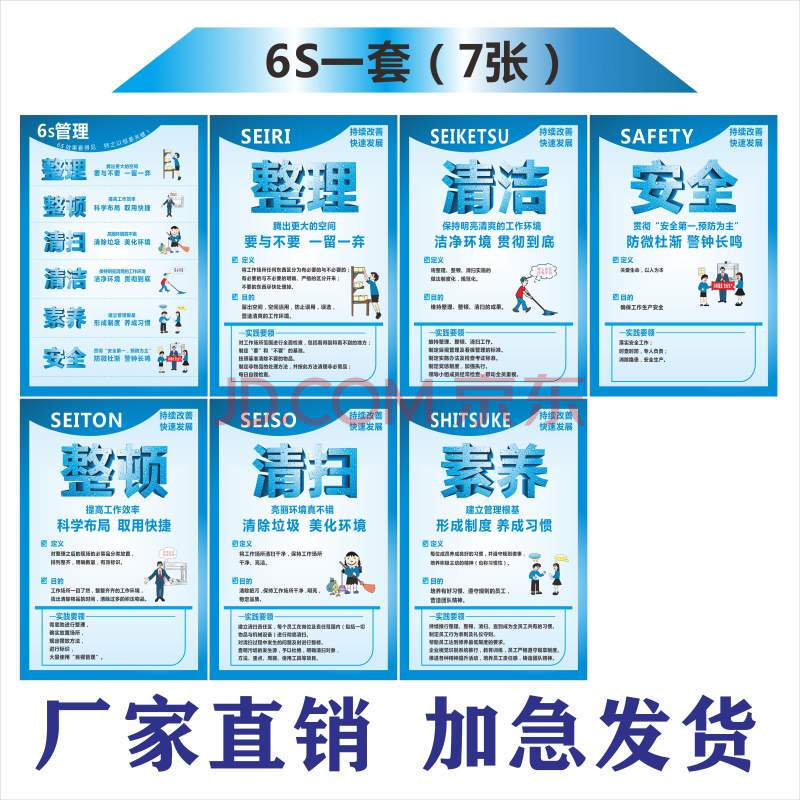 6s标志牌5s 6s 7s 8s 管理标语墙贴工厂车间生产挂图提示牌警示语 6s