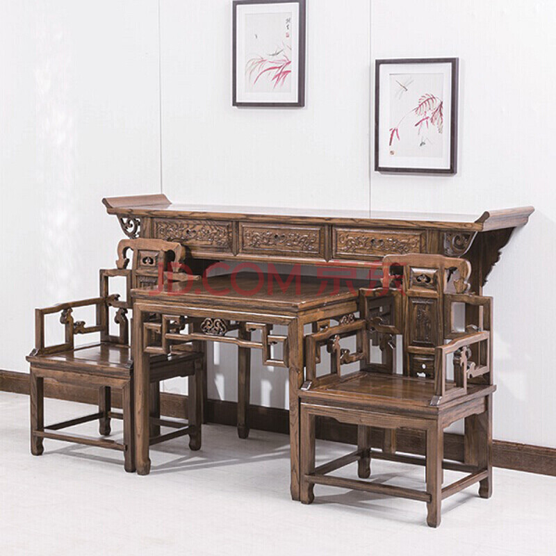 中堂六件套 实木中式条案供桌太师椅四件套八仙桌原木