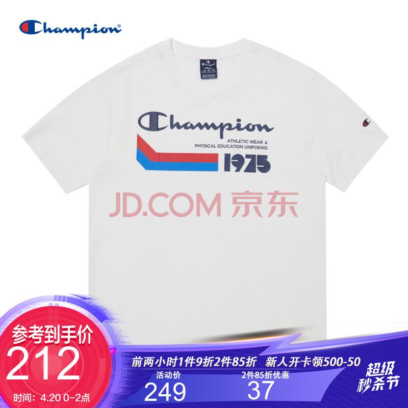 champion2021春夏新款字母logo胸前印花图案圆领t恤无性别冠军短袖