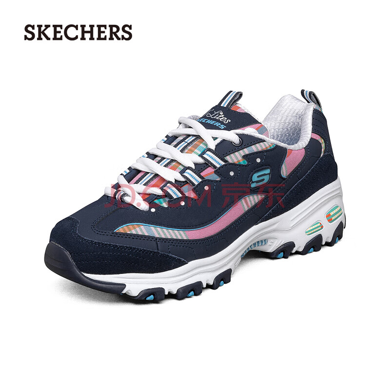 skechers斯凯奇女鞋 2021夏季新款时尚拼接熊猫鞋厚底