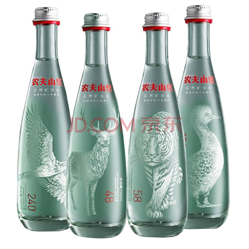 农夫山泉玻璃瓶高端天然矿泉水 350ml*4瓶(含气动物全套图案)