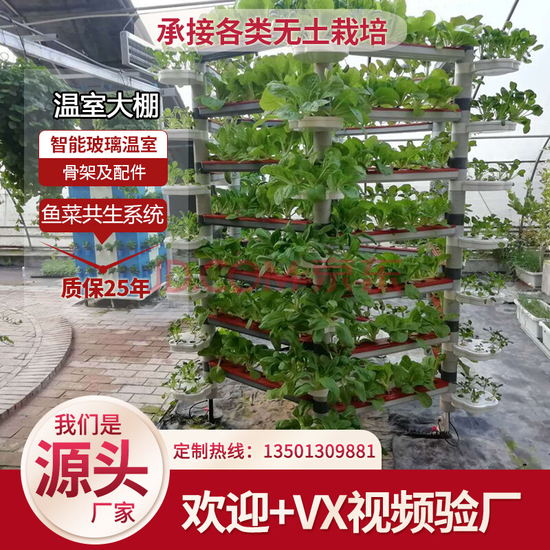 立体种植槽a字架无土水产基质智能玻璃育苗温室连体大棚鱼菜共生设备