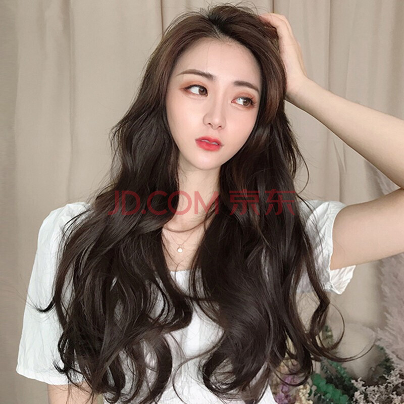 假发片女长卷发大波浪u型补发片自然无痕隐形垫发接发片 京50cm-亚麻