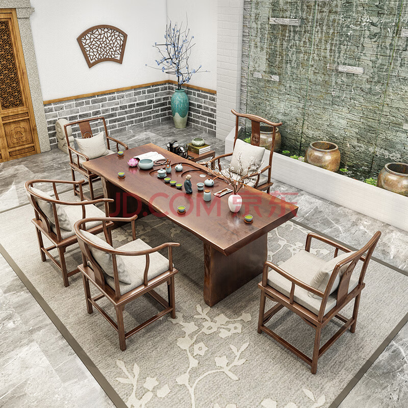 茶海桌 实木大板茶桌椅组合新中式泡茶桌复古茶盘办公