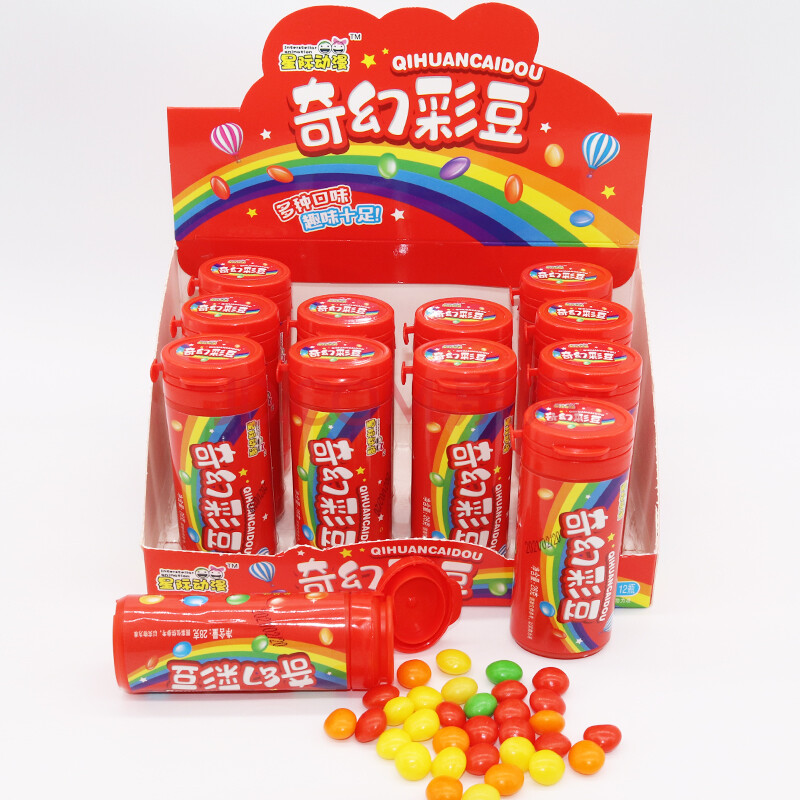 28g奇幻彩豆水果味彩虹糖充气糖果罐装果汁软糖儿童怀旧零食 奇幻彩豆