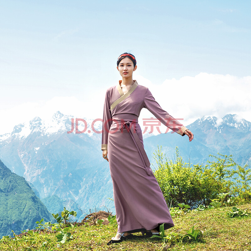 夏季藏族服装女新款博拉裙今年流行紫色裙子春夏款短袖西藏服拉萨服