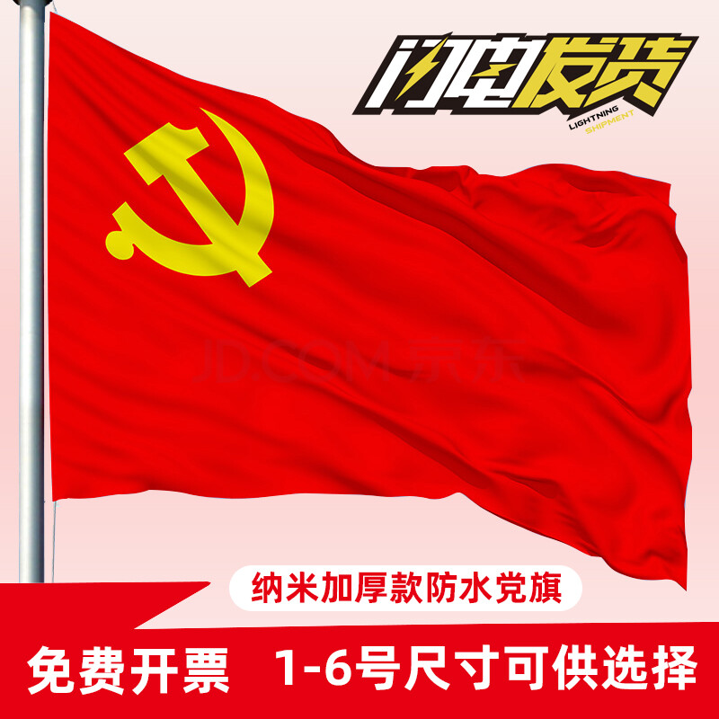 玄欣党旗五星红旗中国国旗防水1号2号3号4号党旗手摇旗小国旗灯杆装饰