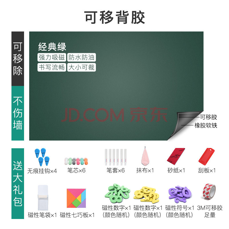 黑板墙贴磁性家用教学培训贴墙涂鸦可擦磁性留言板小贴纸定制不伤墙可