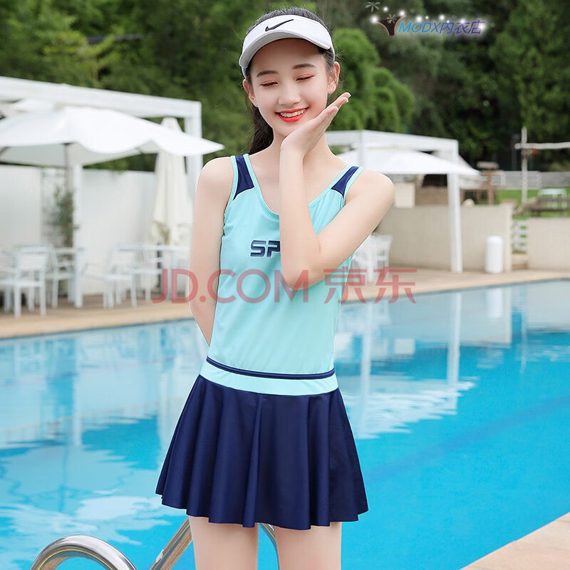 初中女生泳衣女连体裙式2021夏季新款遮肚显瘦保守12初中学生15岁少女