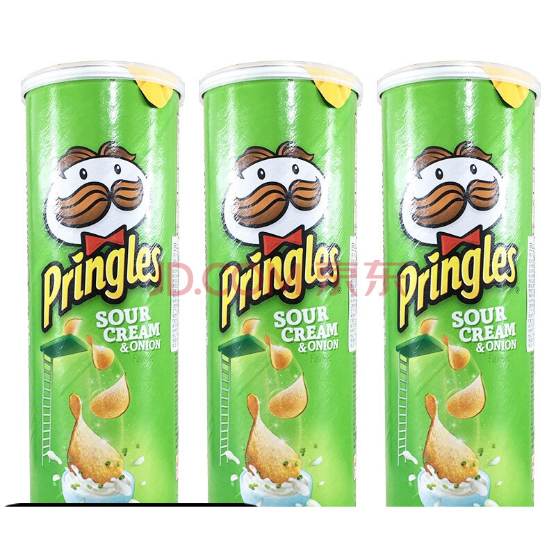 美国进口prinles/品客薯片酸乳酪洋葱味158g*3罐办公室膨化零食品