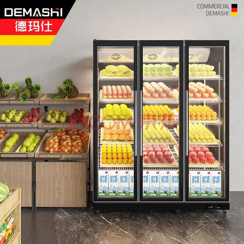 柜冰箱冷藏柜保鲜柜商用立式冰柜玻璃厨房水果蔬菜饮料柜三开门超市