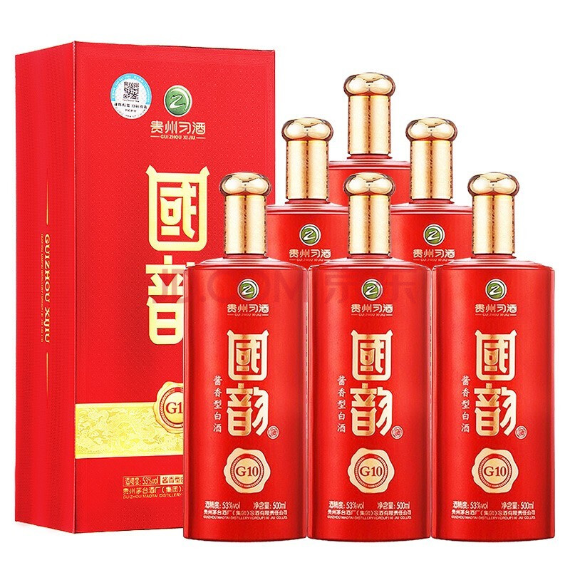 贵州茅台集团习酒国韵g10酱香型白酒53度礼盒装婚宴喜酒整箱500ml6瓶