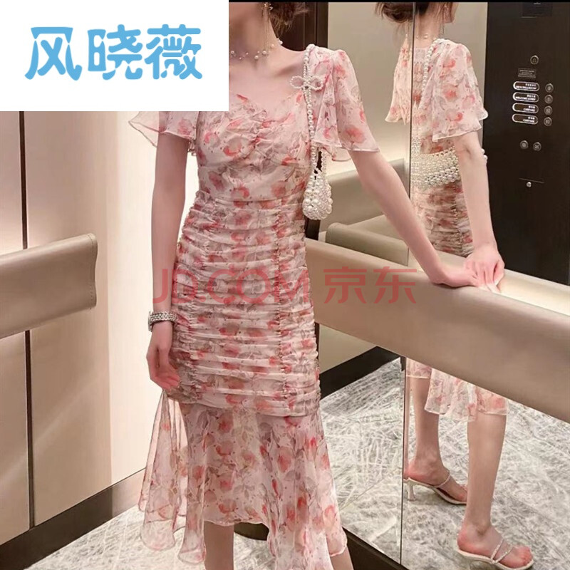 风晓薇碎花连衣裙女轻熟御姐风法式气质长裙雪纺花神黎梦领度假连衣裙