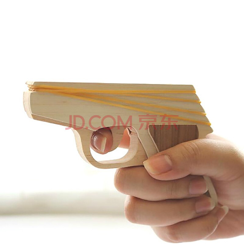 木头玩具枪连发木枪发射橡皮筋木质手枪儿童玩具软弹木头枪 亲子小款