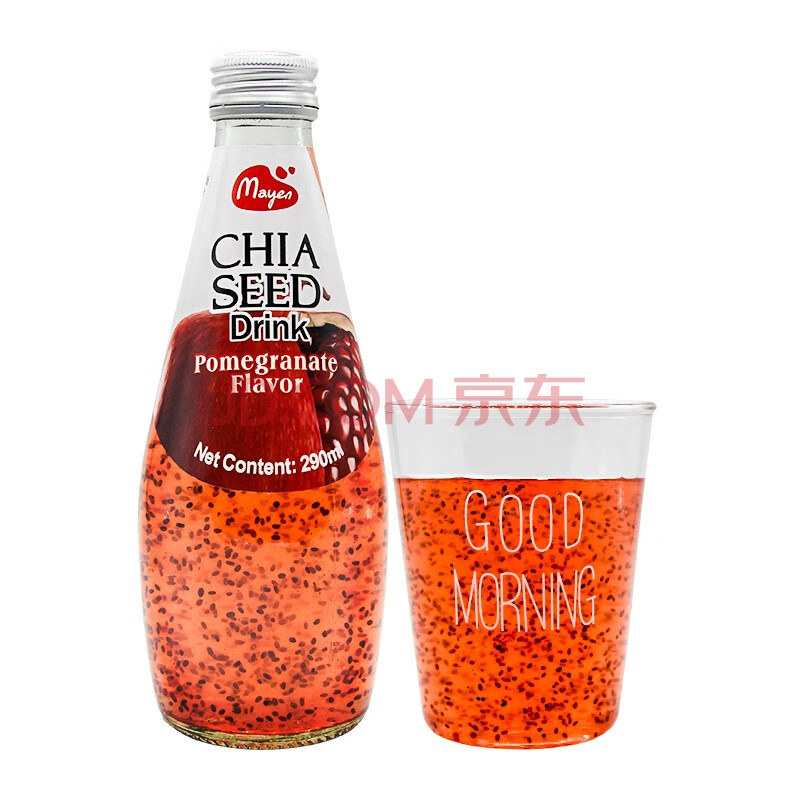 美恩奇亚籽饮料290ml*24瓶玻璃瓶 泰国进口网红饮品 整箱装 石榴味