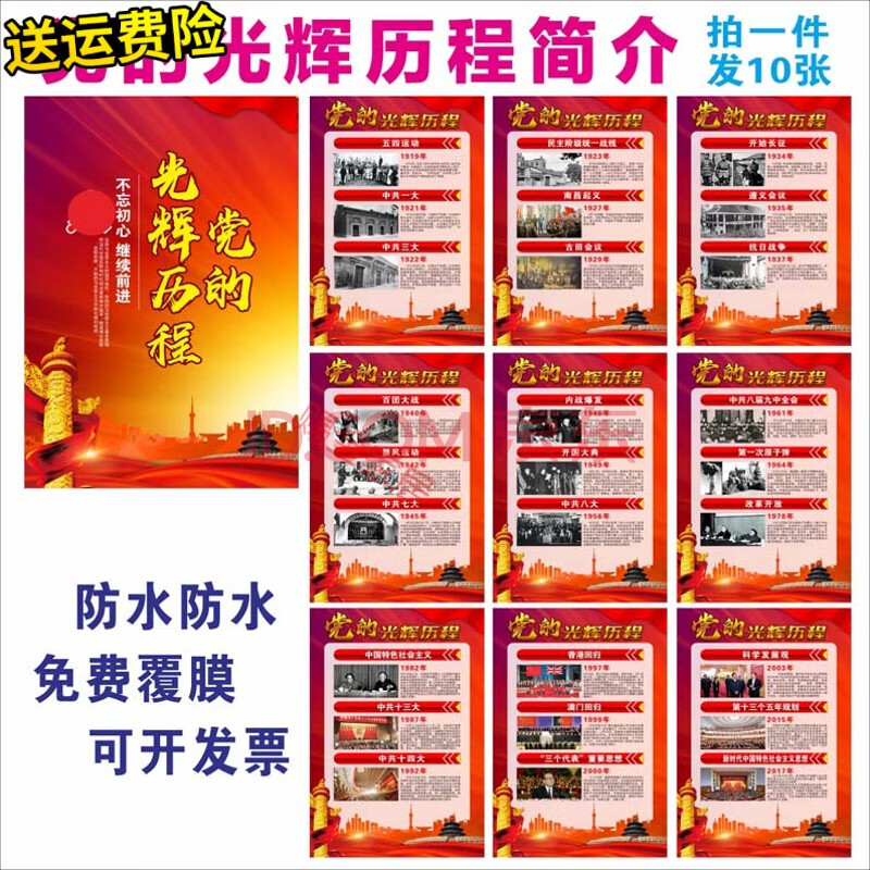 党的光辉历程党建活动室发展文化布置一到十九大党史宣传海报墙贴