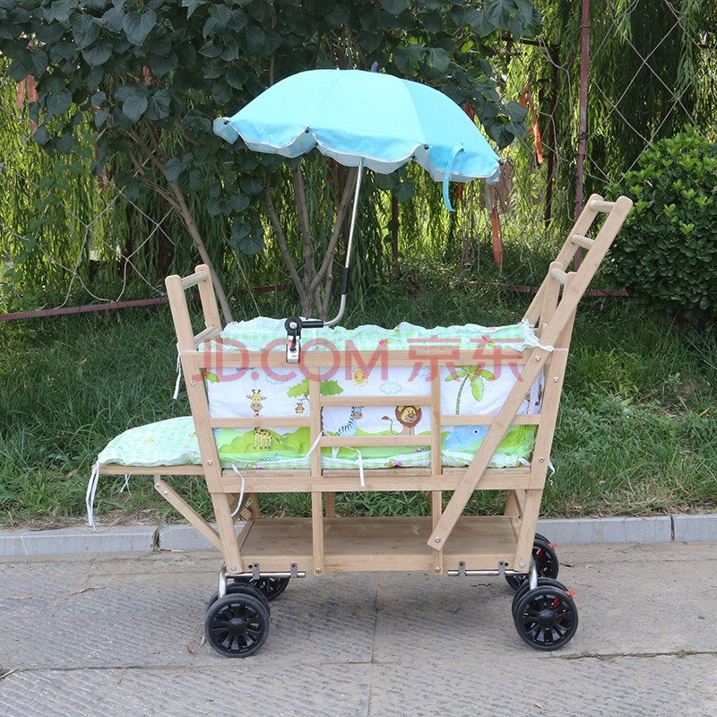轻便双人老北京竹车双胞胎婴儿推车哈趣轻便双人老北京竹藤编儿童小
