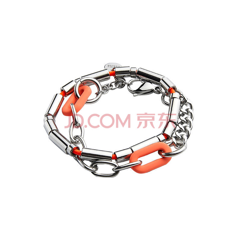 运动配饰guuka潮牌橙色叠戴情侣手链ins小众设计街头运动百搭配饰吊牌