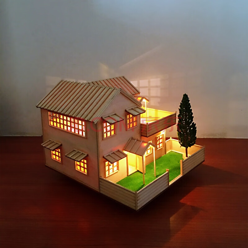 木制拼装房屋diy小房子手工木屋模型制作木板模型玩具创意拼装木屋
