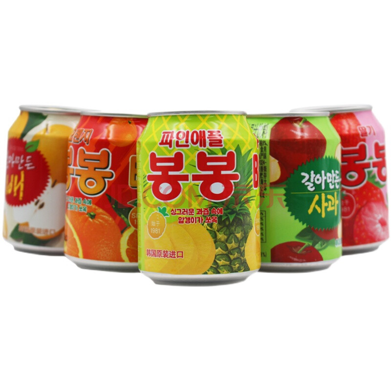 韩国原装进口 果粒果汁饮料 菠萝果肉果味饮品 238ml整箱 菠萝汁238ml