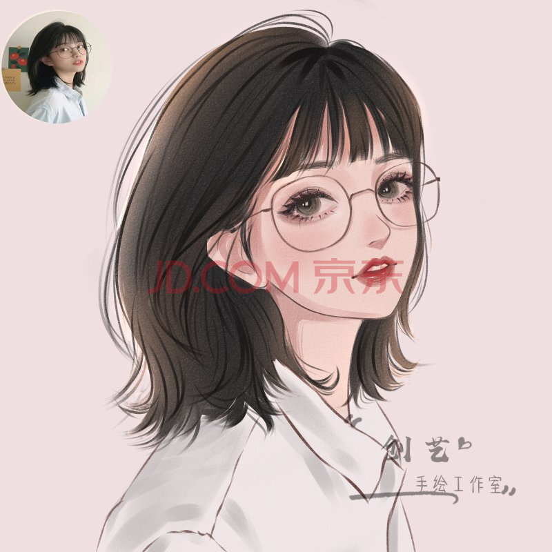 手绘头像定制原创水晶风画师约稿漫画卡通设计情侣照片微信画头像 淡