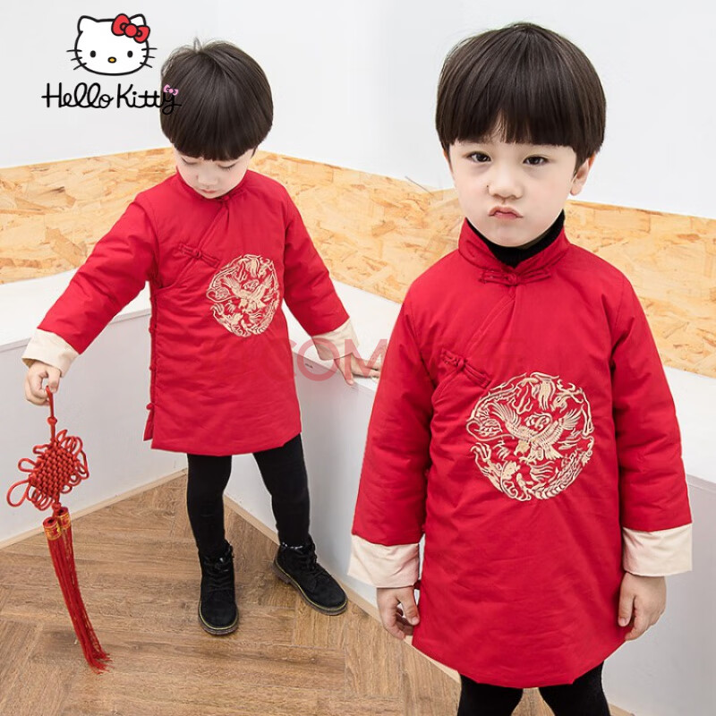 kitty宝宝拜年服风童装唐装男童汉服新年装棉衣过年衣服喜庆冬小孩子