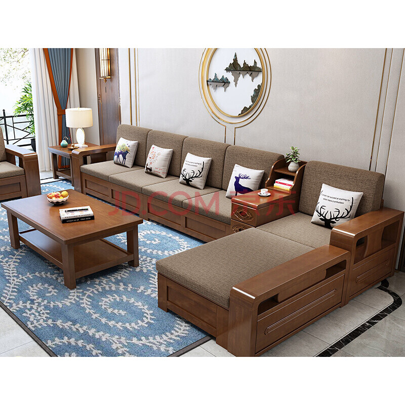 沙发客厅现代简约木质沙发新中式转角沙发组合农村木沙发家具北欧简约