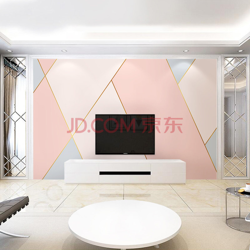 几何图形墙布电视背景墙 定制壁画现代简约几何北欧ins风网红墙布墙纸