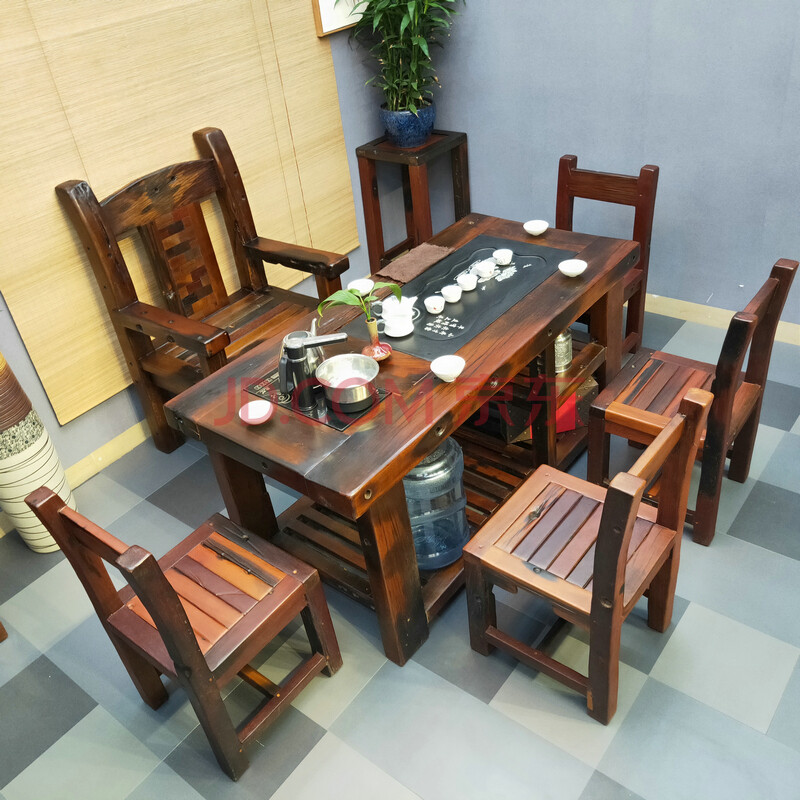 老船木茶桌椅组合现代中式小户型泡茶台功夫茶几茶艺