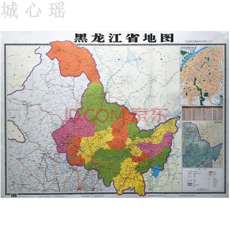 世界地图覆膜防水挂图各省地图办公室教室装饰墙地图贴画 绿色 黑龙江